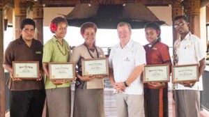 Lavenia Namoli, Akanisi Lebaivalu, Kinisimere Tagayawa, Resort Manager Russell Blaik,  Josephine Vulakoro and Shaneel Pillay